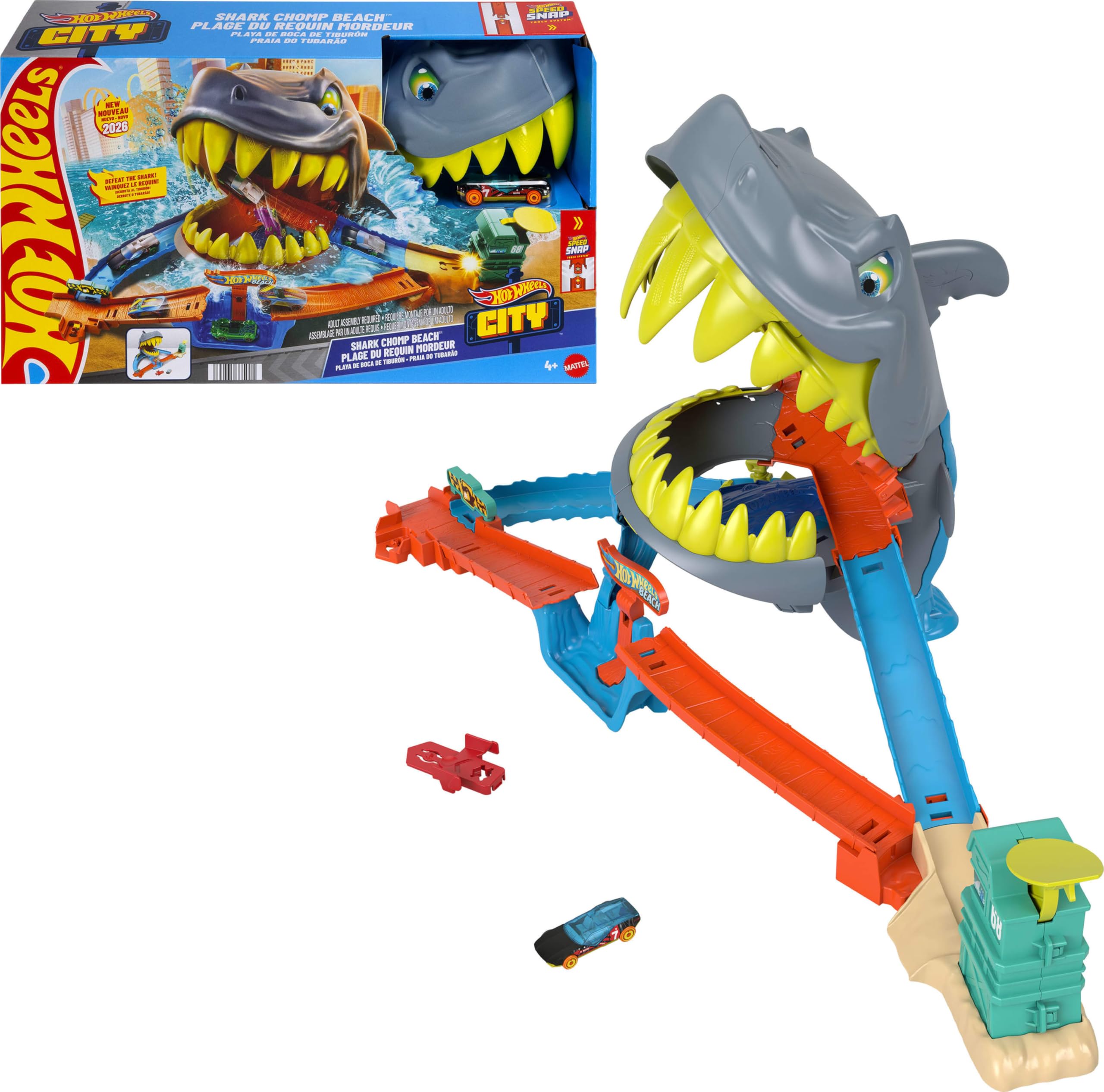 Amazon.com: Hot Wheels Toy Car Track Set, City Shark Chomp Beach